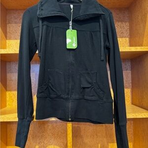 BGREEN 100% Organic Cotton Black Zip-Up Yoga Jacket - NWT- M